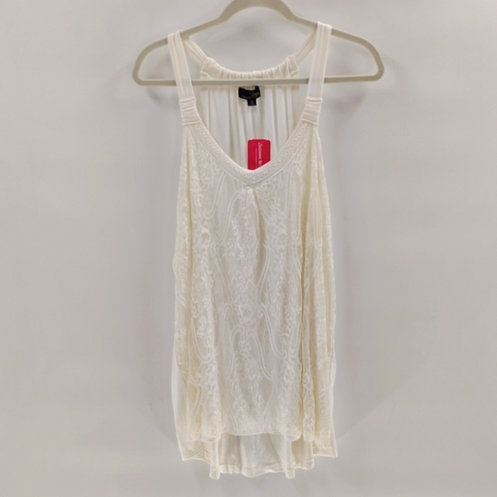 Suzanne Betro White Lace Overlay Tank Top size 2X New With Tags